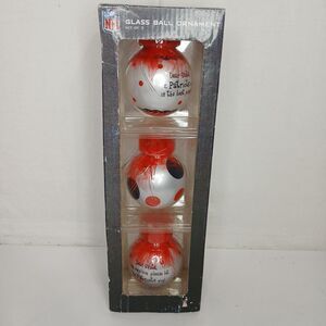 NFL New England Patriots Christmas Holiday Ornaments 3 Glass Ball Decorations